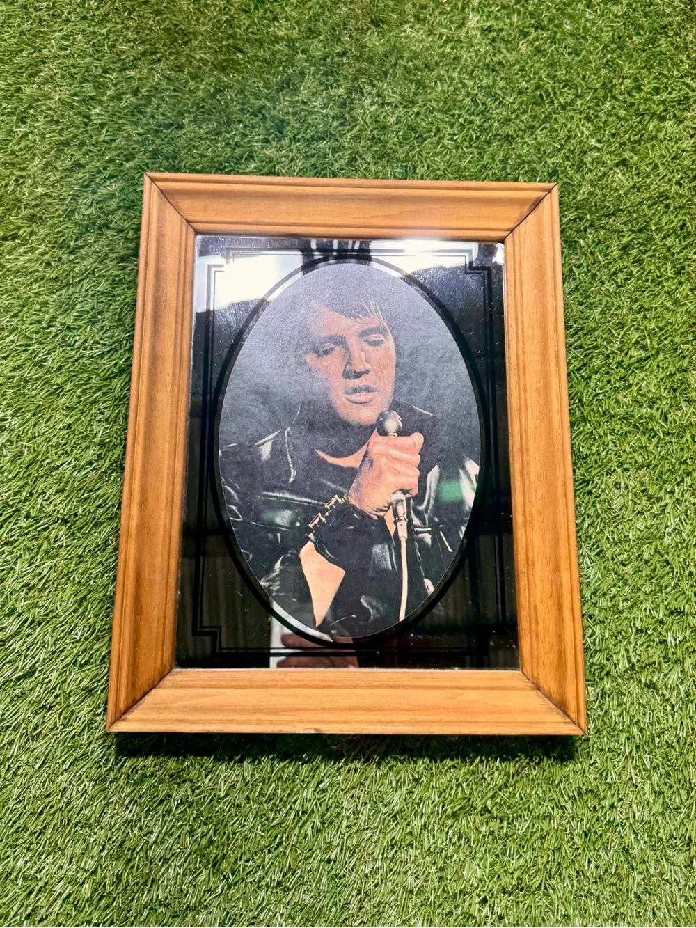 Vintage Rare ELVIS PRESLEY Mirror Picture Wood Wall Plaque Stamford Art 14 x 11